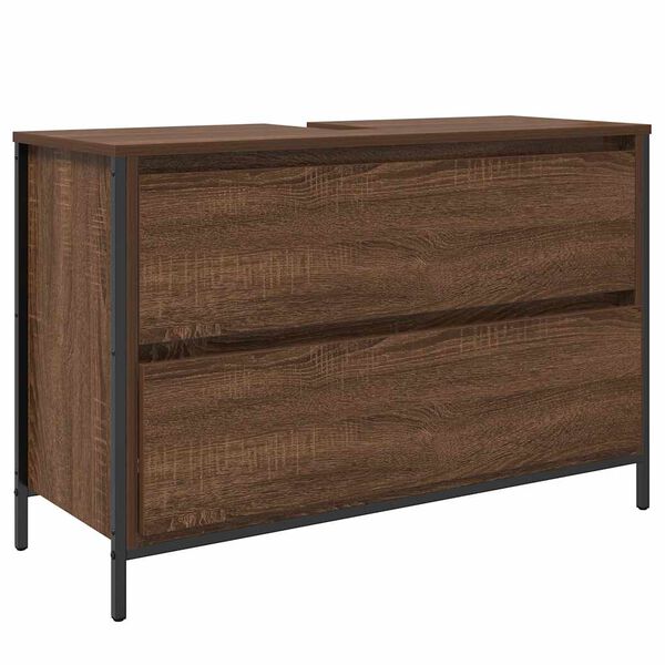 vidaXL Baderomsservantskap med skuffer brun eik 90x34,5x60 cm