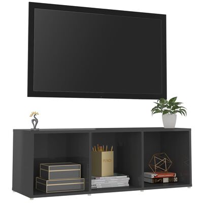 vidaXL TV-benk høyglans grå 107x35x37 cm sponplate