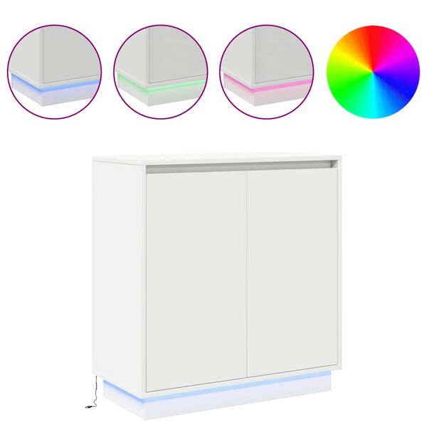 vidaXL Sidebord med hylle Hvit 71 x 34,5 x 75 cm Konstruert tre