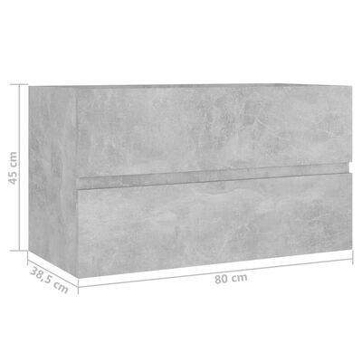 vidaXL Servantskap betonggrå 80x38,5x45 cm sponplate