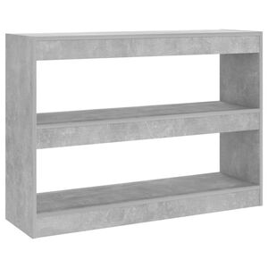 vidaXL Bokhylle/romdeler betonggr&aring; 100x30x72 cm
