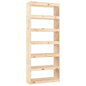 vidaXL Bokhylle/romdeler 80x30x199,5 cm heltre furu