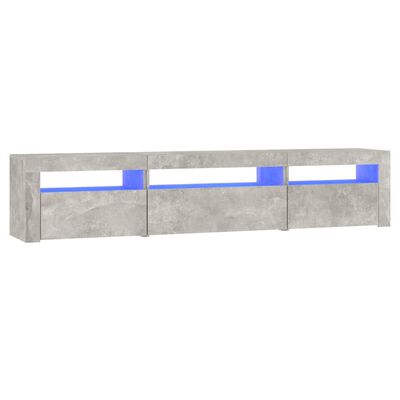 vidaXL TV-benk med LED-lys betonggrå 195x35x40 cm