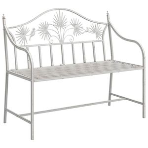 vidaXL Hagebenk Antikk hvit 104 x 52,5 x 89 cm St&aring;l