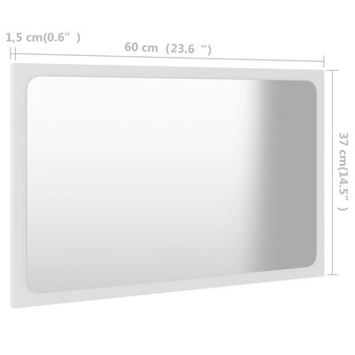 vidaXL Baderomsspeil hvit 60x1,5x37 cm sponplate
