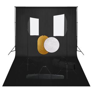 vidaXL Fotostudiosett med softbokslys, bakgrunn og reflektor
