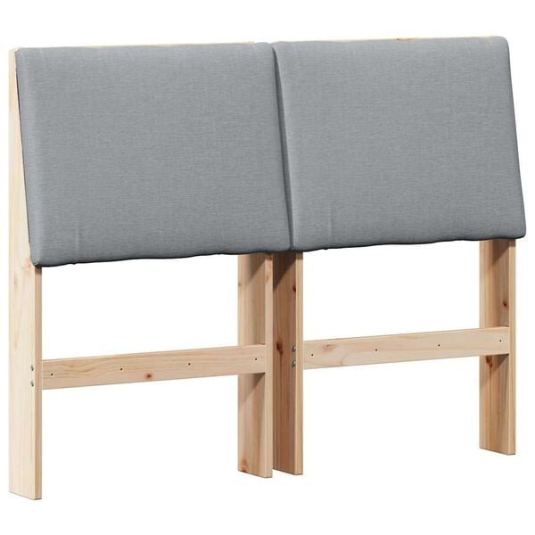 vidaXL Polstret sengegavl Lysegr&aring; 120 cm Massiv furu