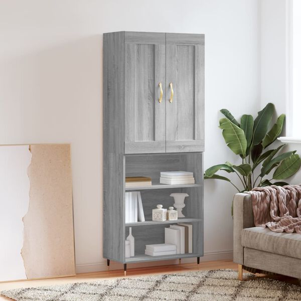 vidaXL Highboard gr&aring; sonoma 69,5x34x180 cm konstruert tre