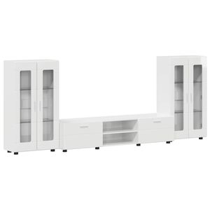 vidaXL TV-benksett med d&oslash;r FLORIN 3 pcs H&oslash;yglanset hvit Konstruert tre