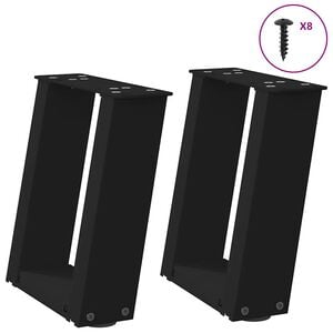 vidaXL Salongbordben U-formet 2 stk svart 30x(30-31) cm st&aring;l