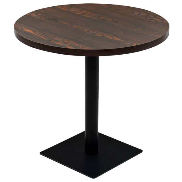vidaXL Bistrobord MDF og st&aring;l rund 80x75 cm m&oslash;rk aske