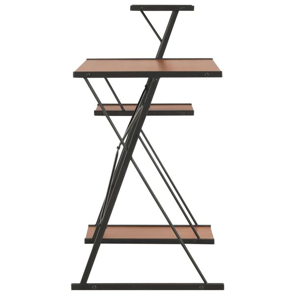 vidaXL Skrivebord med hylle svart og brun 116x50x93 cm