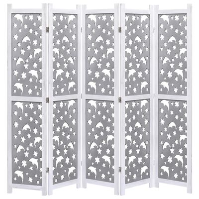 vidaXL Romdeler 5 paneler grå 175x165 cm heltre