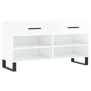 vidaXL Skobenk h&oslash;yglans hvit 102x35x55 cm konstruert tre
