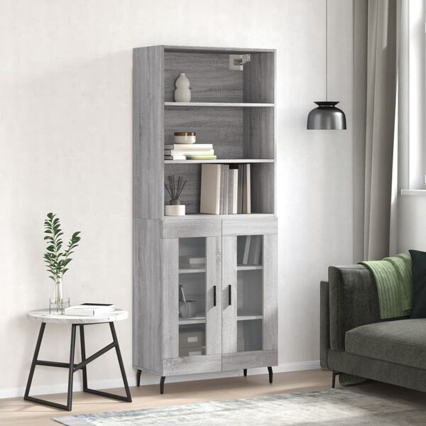 vidaXL Highboard gr&aring; sonoma 69,5x34x180 cm konstruert tre