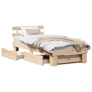 vidaXL Sengestamme med hodegjerde Naturlig 100 x 200 cm Massiv furu