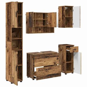 vidaXL Baderomsinnredningssett 5 stk. Gamle tre 35 x 30 x 192 cm