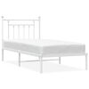 vidaXL Sengeramme i metall med hodegavl hvit 90x200 cm