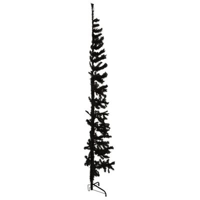 vidaXL Kunstig halvt juletre med stativ slankt svart 240 cm