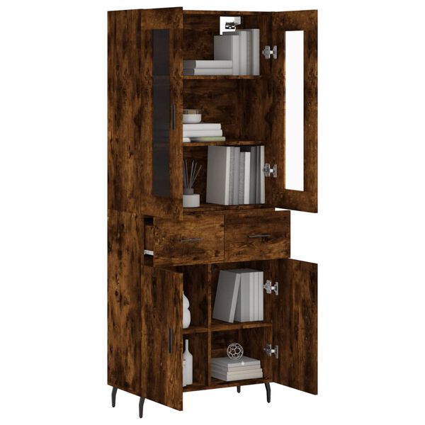 vidaXL Highboard r&oslash;kt eik 69,5x34x180 cm konstruert tre