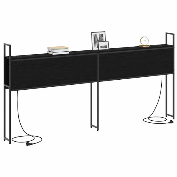 vidaXL Oppbevaringshodegjerde med Ladeplass med hylle Svart eik 200 cm