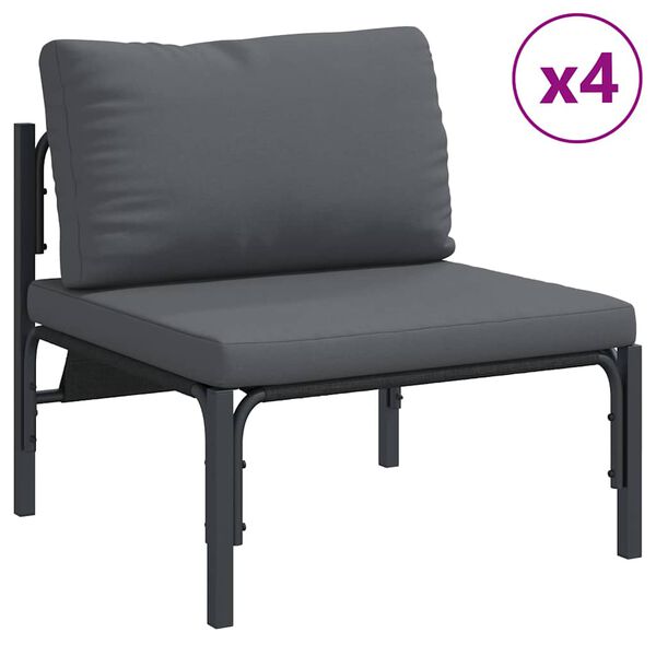 vidaXL Hagesofa Set med pute 7 pcs Svart Stål