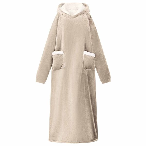 vidaXL Teppe-hettegenser Beige 130 x 82 cm Fleece og Flanell