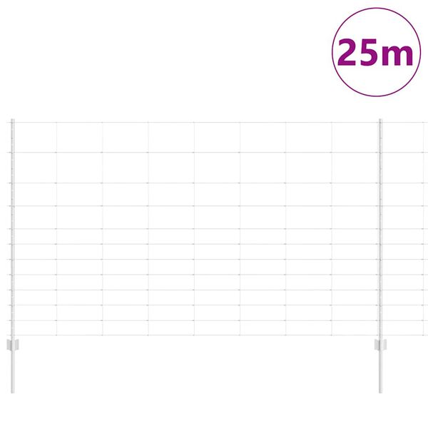 vidaXL Gjerde med stolpe s&oslash;lv 1,4 x 25 m St&aring;l
