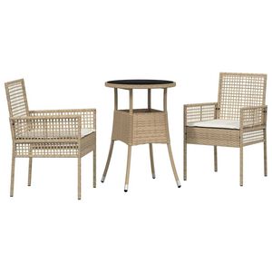 vidaXL Hage Spisegruppe 3 pcs Beige Poly rattan