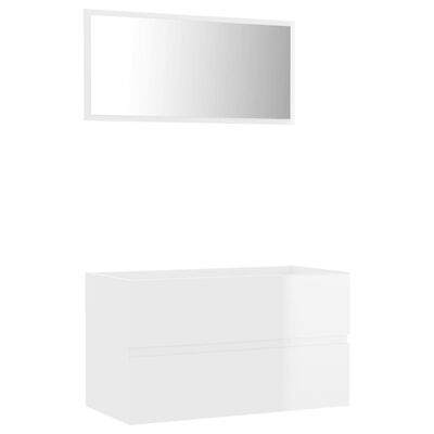 vidaXL Baderomsmøbler 2 stk høyglans hvit sponplate