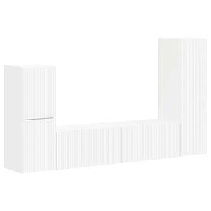 vidaXL TV-benksett Veggmontert 4 pcs Hvit Konstruert tre