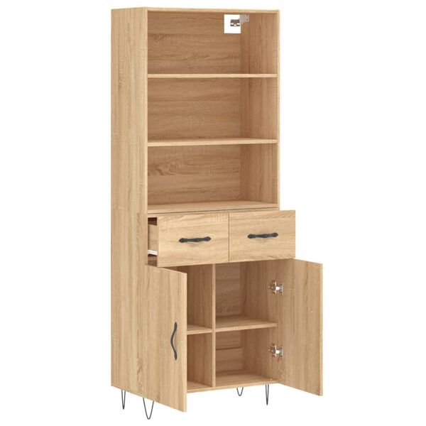 vidaXL Highboard sonoma eik 69,5x34x180 cm konstruert tre