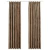 vidaXL Lystette gardiner med kroker 2 stk fl&oslash;yel beige 140x245 cm