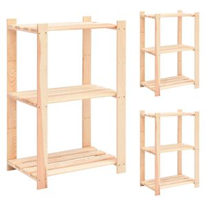 vidaXL Lagringshyller 3 etasjer 3 stk 60x38x90cm heltre furu 150kg