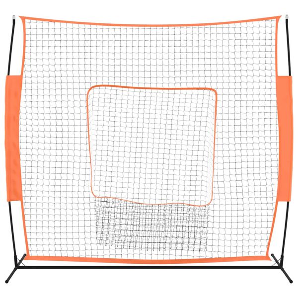 vidaXL Baseballnett oransje og svart 219x107x212 cm st&aring;l og polyester