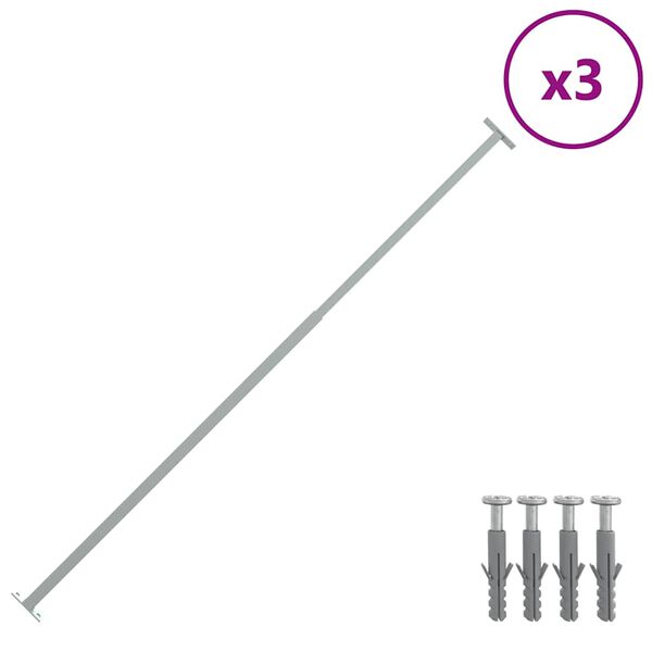 vidaXL Justerbar sikkerhetsvindustang 3 stk 710-1200 mm