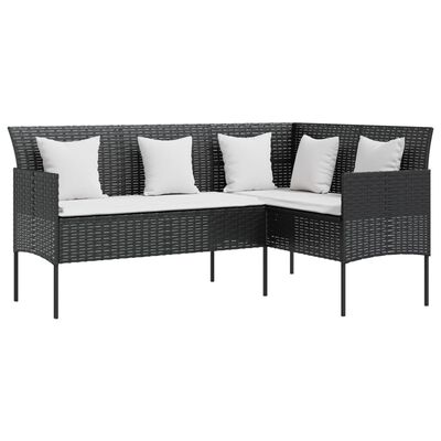 vidaXL Sofa L-formet med puter polyrotting svart