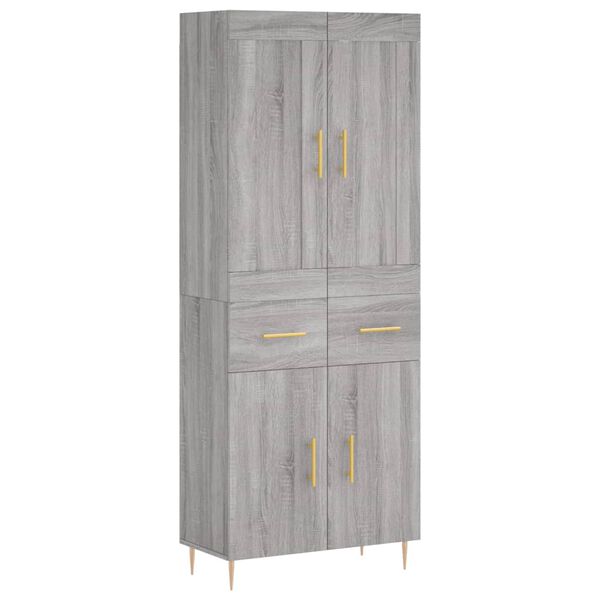 vidaXL Highboard gr&aring; sonoma 69,5x34x180 cm konstruert tre