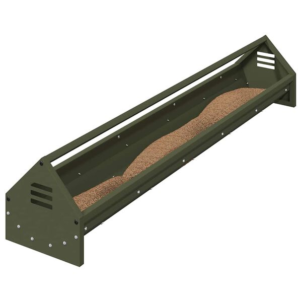 vidaXL Kylling Fôringsrenne Olivengrønn 108 x 20,5 x 20 cm