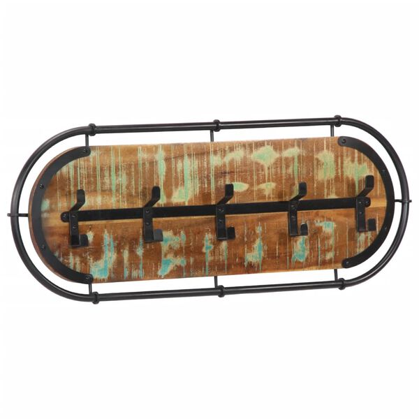 vidaXL Veggmontert knaggrekke med 5 kroker heltre akasie