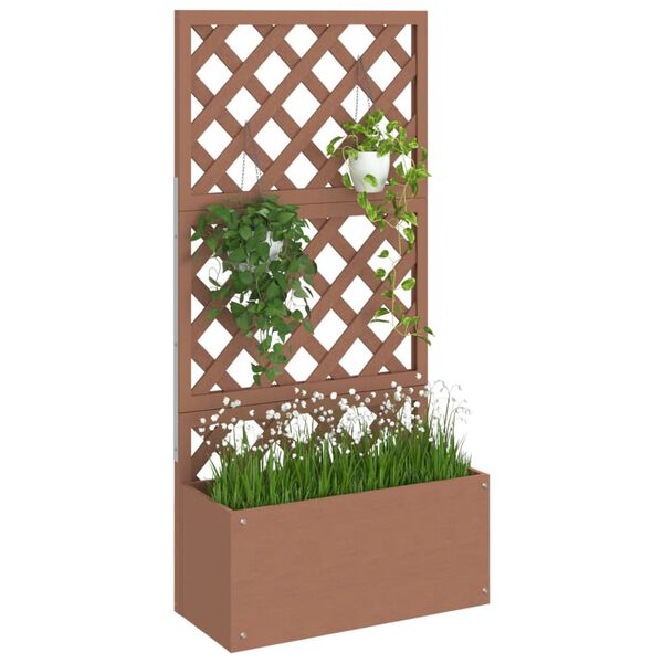 vidaXL Blomsterkasse med espalier brun 65x33x135 cm WPC