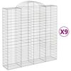 vidaXL Gabionkurver buede 9 stk 200x50x200/220 cm galvanisert jern