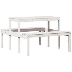 vidaXL Piknikbord hvit 110x134x75 cm heltre furu