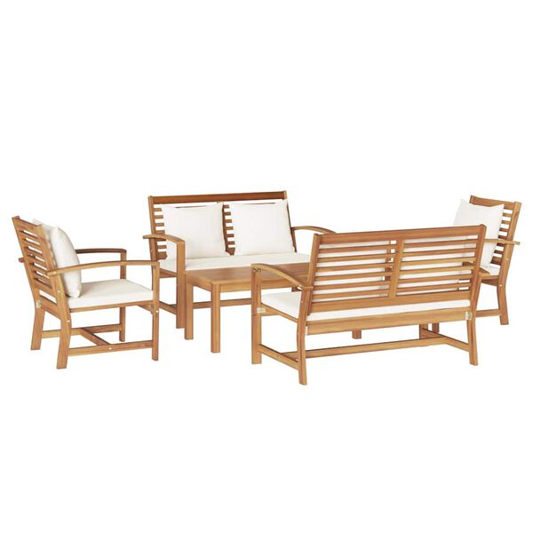 vidaXL Hagesofa Set Naturlig Heltre teak