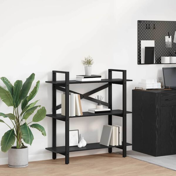 vidaXL Bokhylle Svart Eik 100 x 33,5 x 102 cm Konstruert tre