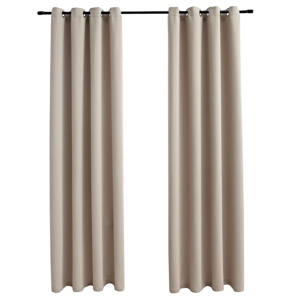 vidaXL Lystette gardiner med metallringer 2 stk beige 140x245 cm