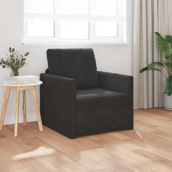 vidaXL Sammenleggbar Sofa seng Svart 74 x 77 x 81 cm Fl&oslash;yel