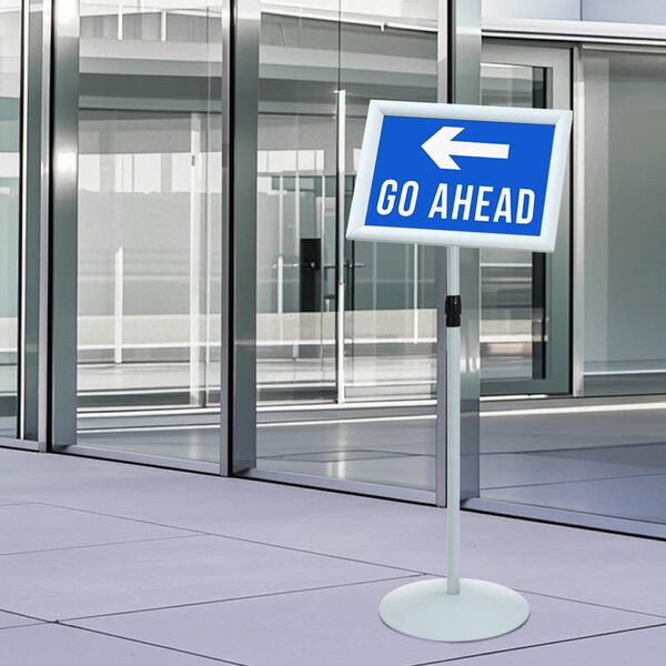 vidaXL Pedestal plakatstativ s&oslash;lv 33 x 33 x 126 cm PVC og st&aring;l