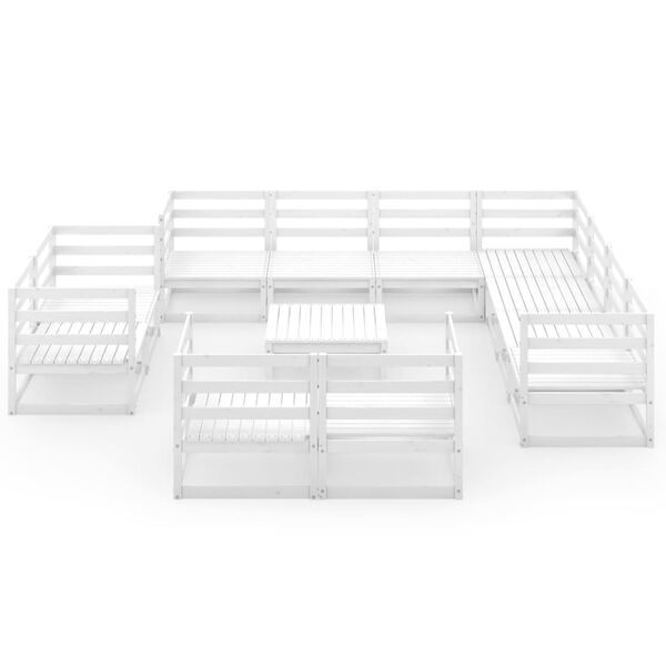 vidaXL Hagesofagruppe 12 deler hvit heltre furu