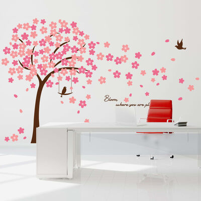 WALPLUS Klistremerke hjemmedekorasjon Cherry Blossom 320x180 cm rosa